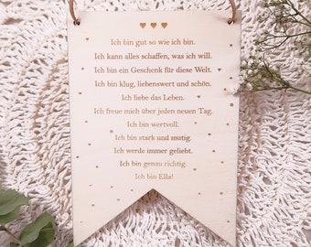 Achtsamkeitskarte Kinder personalisiert, Affirmationskarte, Positive Gedanken, Schulkind, Geschenk zur Einschulung, Mutmacher, Glaubensätze