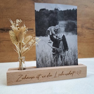 Card holder made of oak wood for a stylish home decoration, gift, dried flowers, card holder, wooden picture bar, photo bar