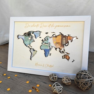 Personalized wedding gift, wedding holiday gift, wedding money gift, personalized world map, wedding gift, newlyweds