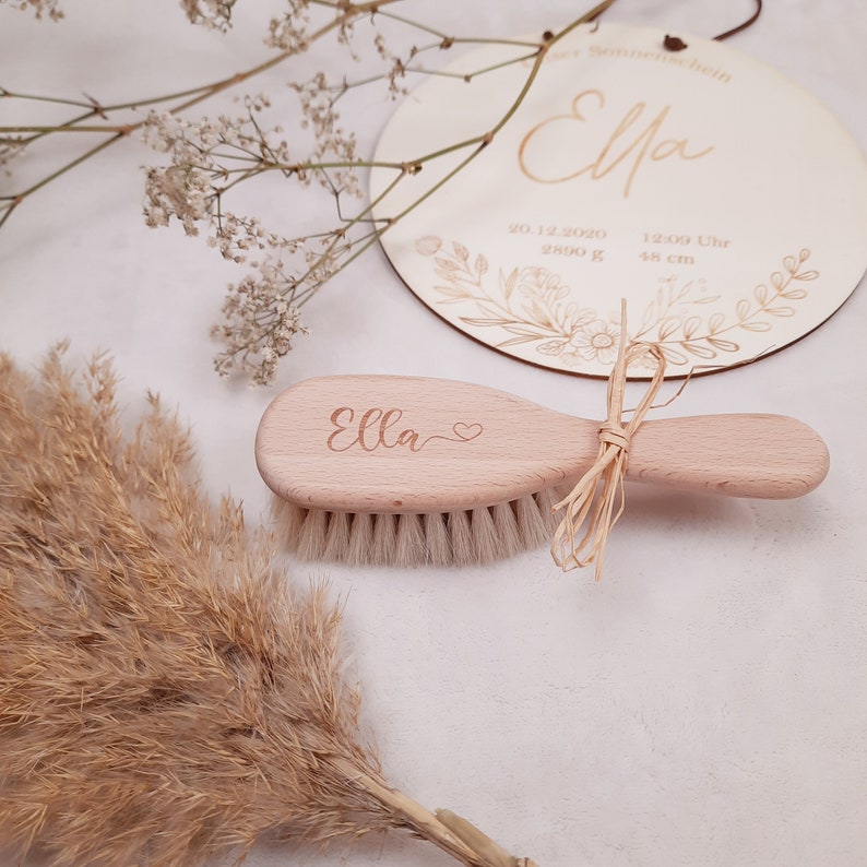 Personalized baby hair brush, baptism gift, birth gift, baby brush with name, gift for baby, hair brush with engraving, FSC image 4