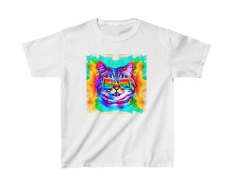 Happy Tabby avec lunettes de soleil - T-shirt en coton épais pour enfants