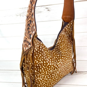 Deer Print Fringe Purse