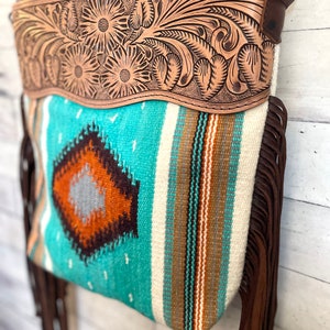 Turquoise & Orange Aztec Wool Serape Handbag - Etsy