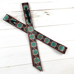 Turquoise & Brown Native Pattern Cinch Strap Set