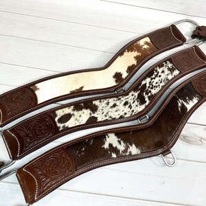 Cream & Brown Cowhide Dark Leather Tooled Tripping Collar