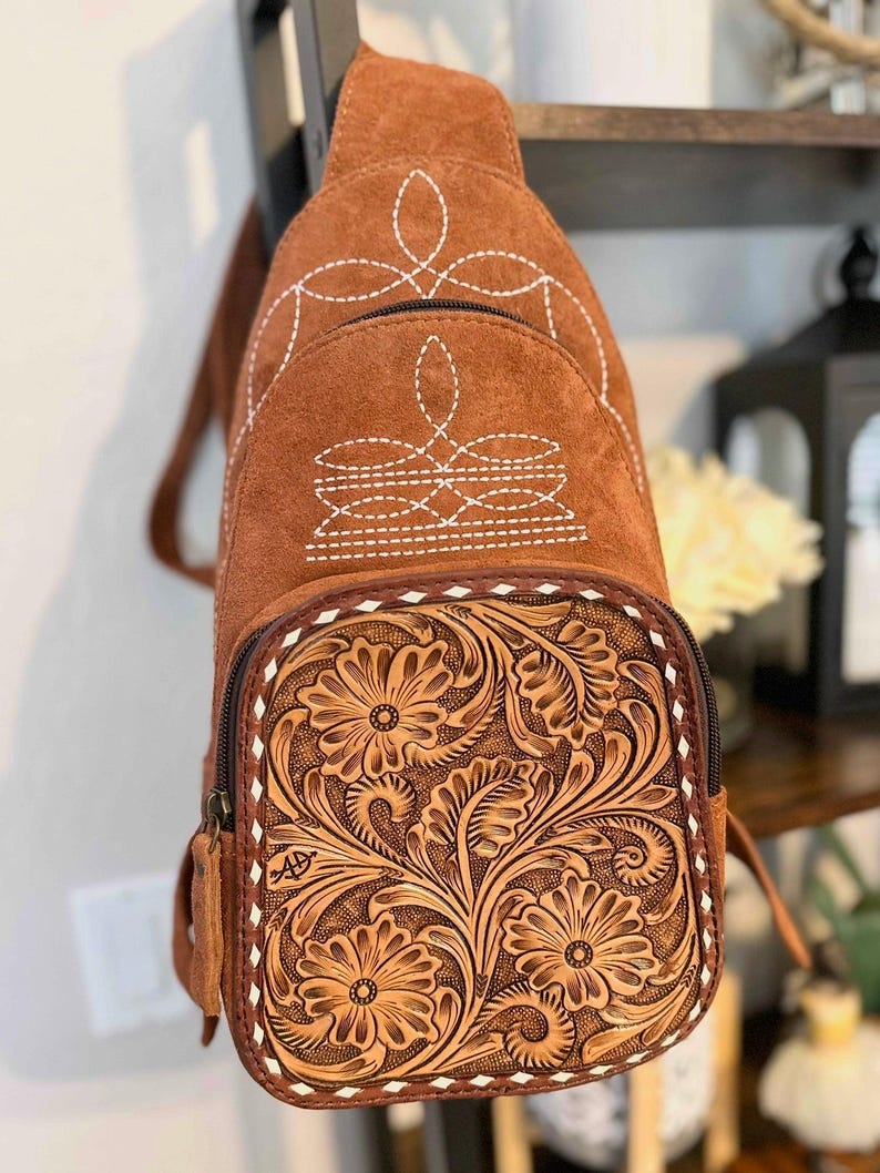 Suede and Leather Retro Stitch Western Backpack