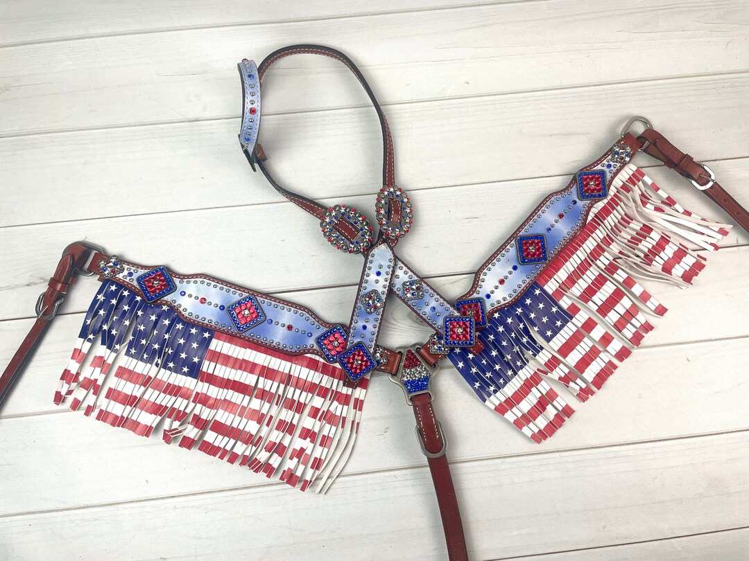 Red, White & Blue Flag Fringe Tack Set - Etsy
