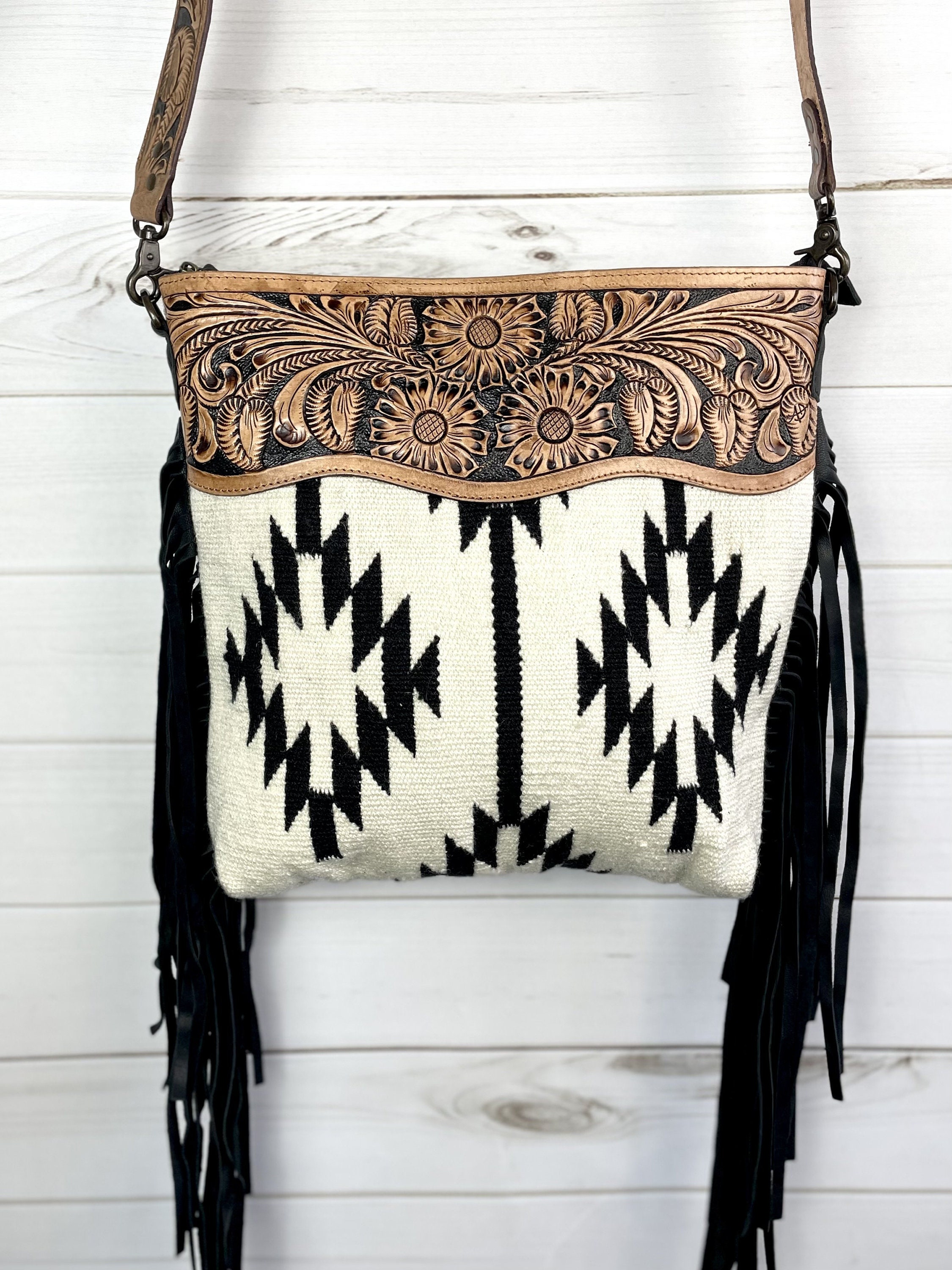 cow print purse with fringe