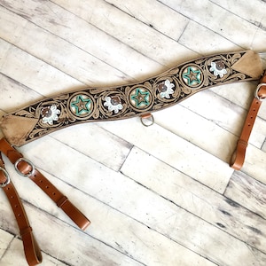 Leather Star with Hair on Hide Inset Tripping Collar
