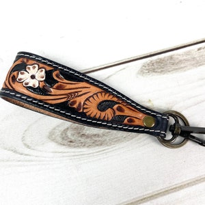 Wide Tooled Leather Key Fobs - Etsy