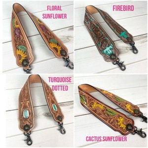 Tooled Hand Painted Handbag Strap