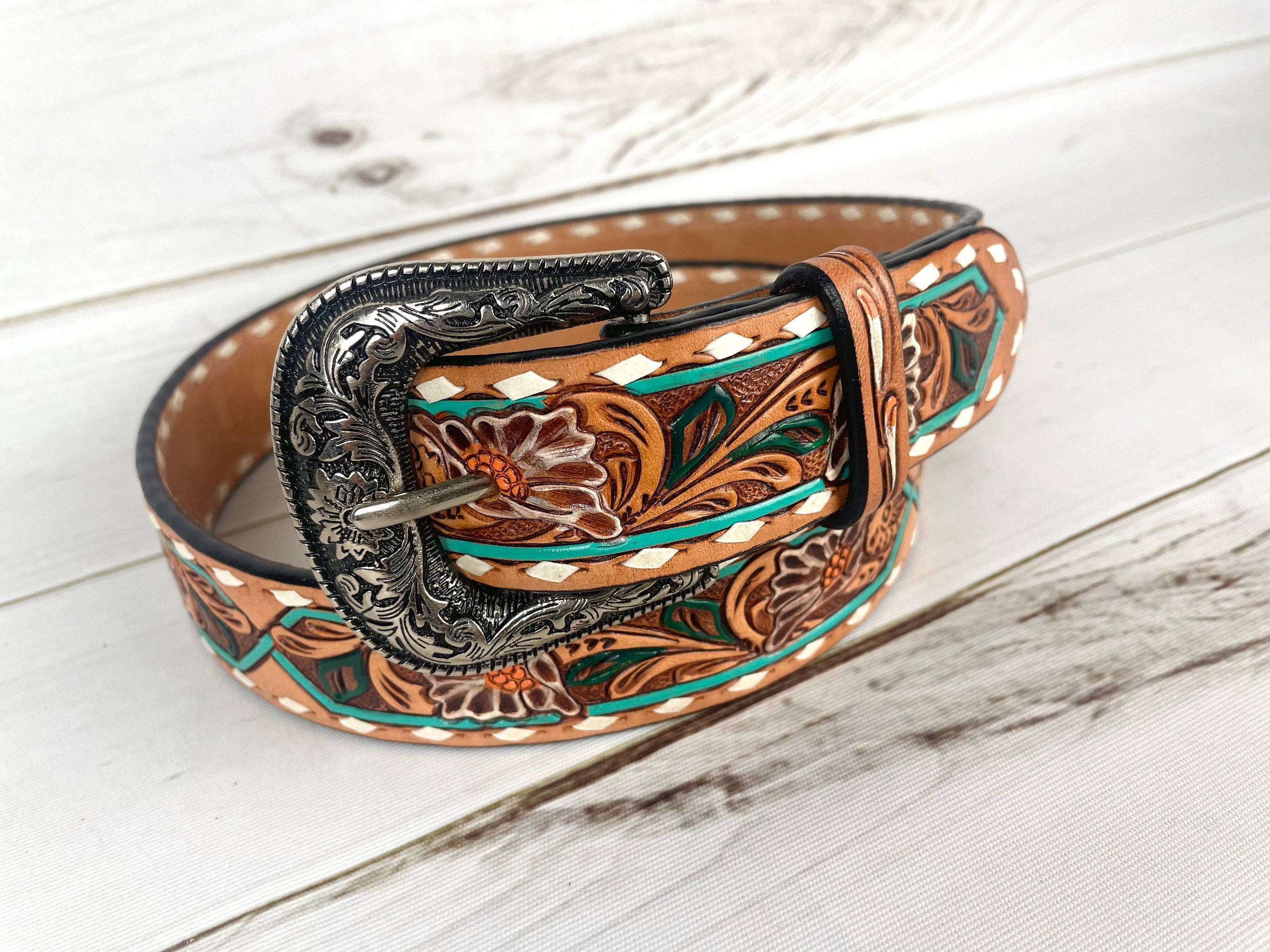 Vintage Teal and Brown Embellished Women\'s Belt AriatÂ® Ladies main image 3