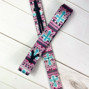 Pink and Turquoise Cross Cinch Strap Set