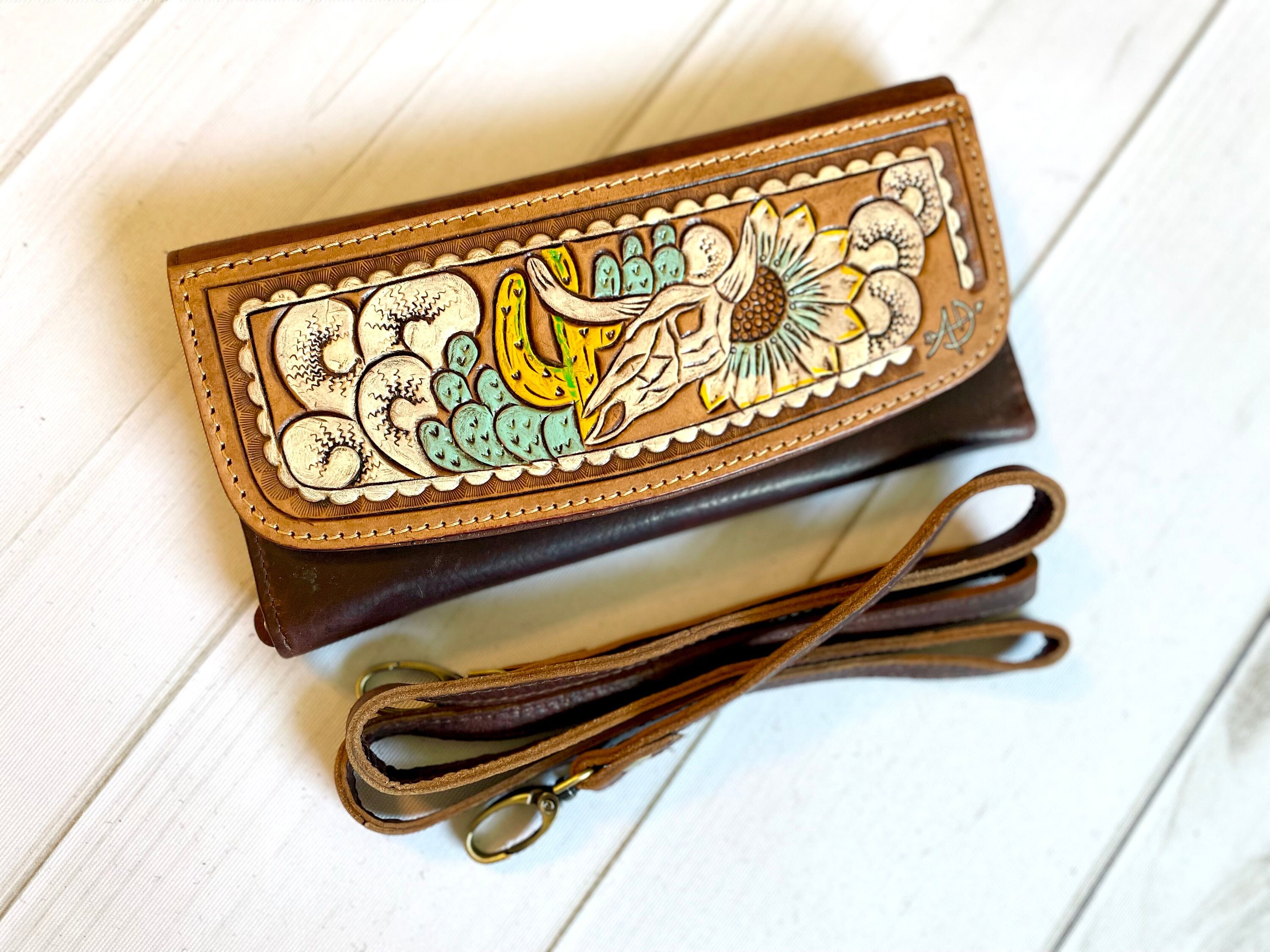 Powell Tooled Painted Leather Wallets With Purse Strap - Etsy