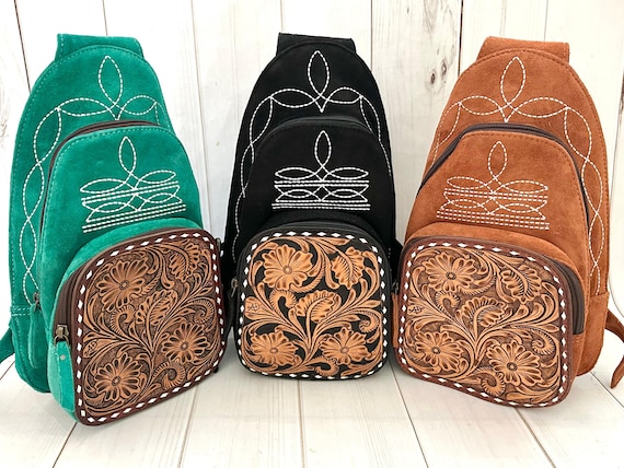 Suede and Leather Retro Stitch Western Backpack