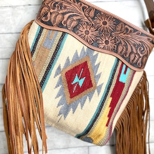 Cowhide & serape with LV patch & Fringe Large Purse – Rustic Cactus