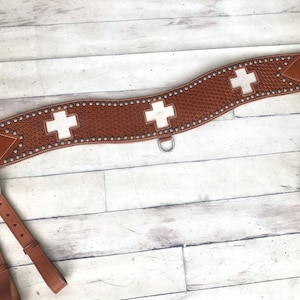 Basket Weave Cross - Hair on Hide Inset Tripping Collar