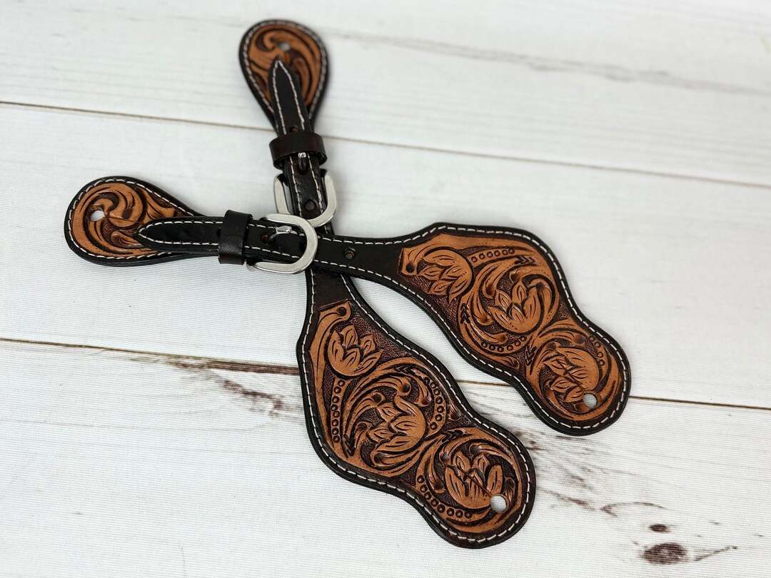 Tulip Floral Tooled Spur Straps - Etsy
