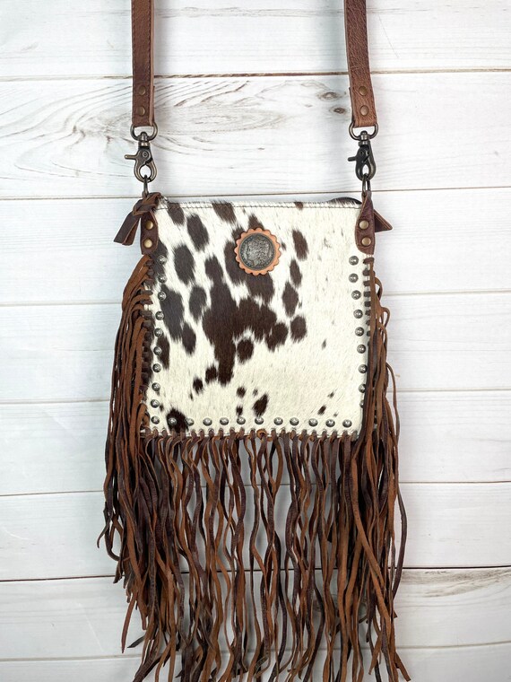 Leather Fringe Purse in Brown - Women's Fringe Purses by Liberté