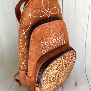 Suede and Leather Retro Stitch Western Backpack