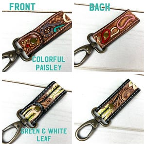 Tooled Leather Tab Key Fob - Etsy
