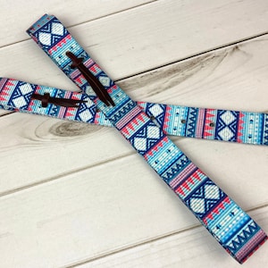 Blue and Pink Aztec Diamond Pattern Cinch Strap Set