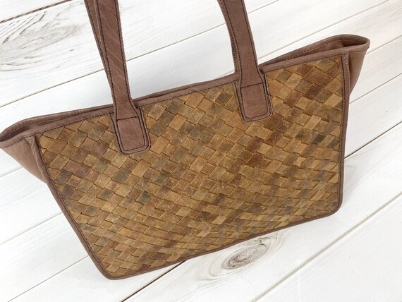 Basket weave leather bag hot sale
