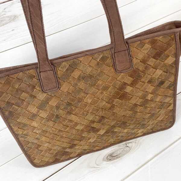 Leather Basket Tote Etsy