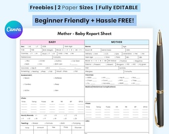 Editable Mother Baby Nurse Report Sheet Medsurg, Postpartum Nursing Report Sheet Nurse Shift Handoff, Labor Delivery Nurse Brain Sheet pdf
