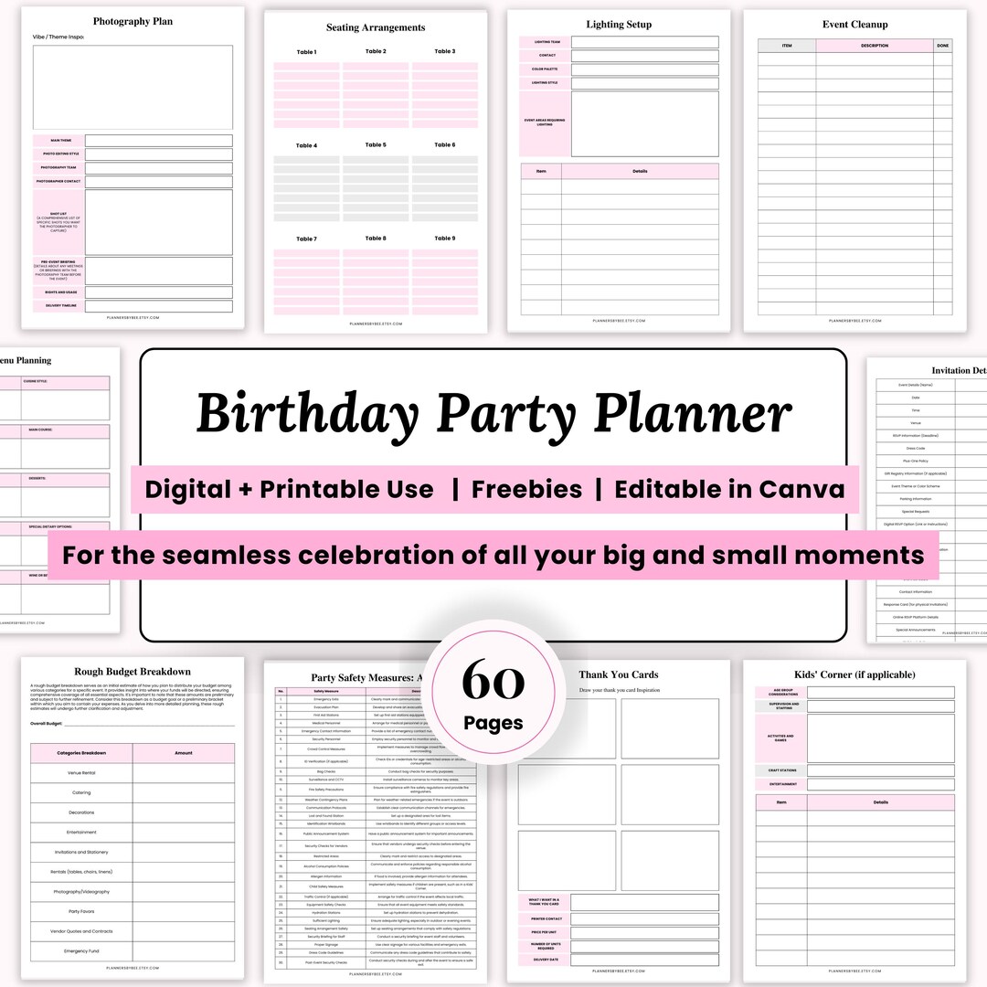 Party Planner Printable Planner Event Planner Event Planning Template ...