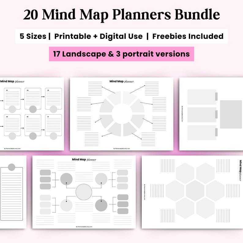 Printable Blank Mind Map Planner, Mind Map Template, Study Guide ...