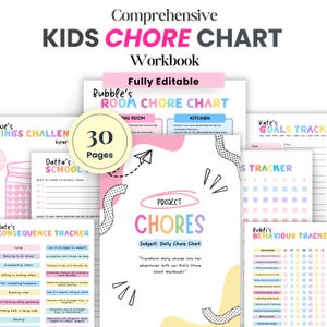 Kids Chore Planner Printable, Weekly Chores, Responsibility Chart, Daily, School Routine Checklist, Schedule, Template Digital Bundle, Clean
