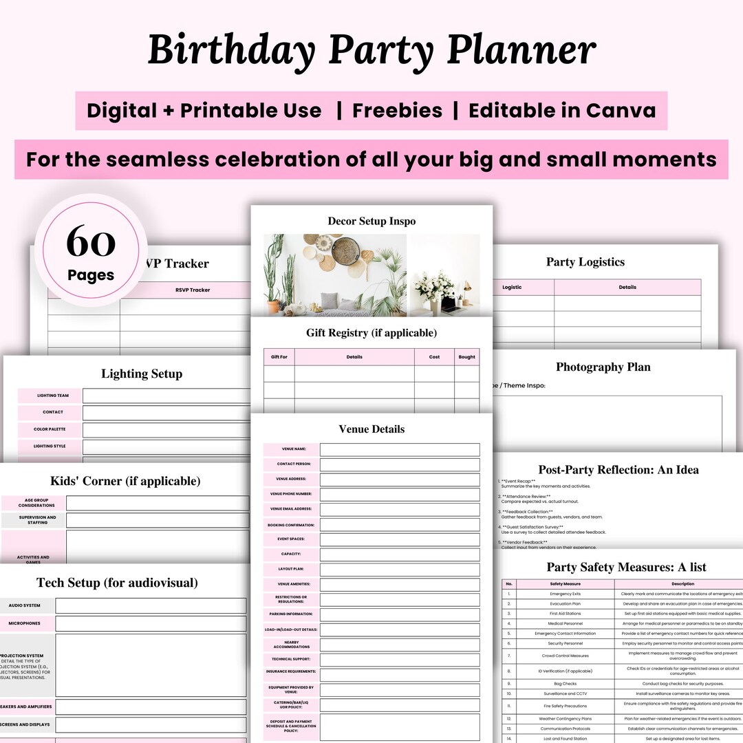Party Planner Printable Planner Event Planner Event Planning Template ...