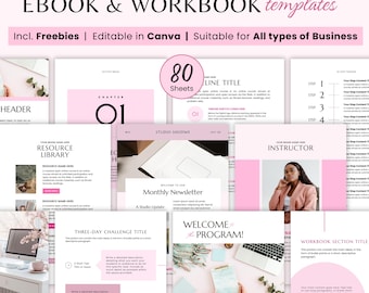 Ebook Canva template, Business Ebook cover guide, Course Creator Workbook design, Coaching Worksheets lead magnet bundle, digital mockup pdf