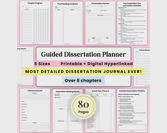 2025 Dissertation Planner: Thesis Journal, Research Project (Digital Download)