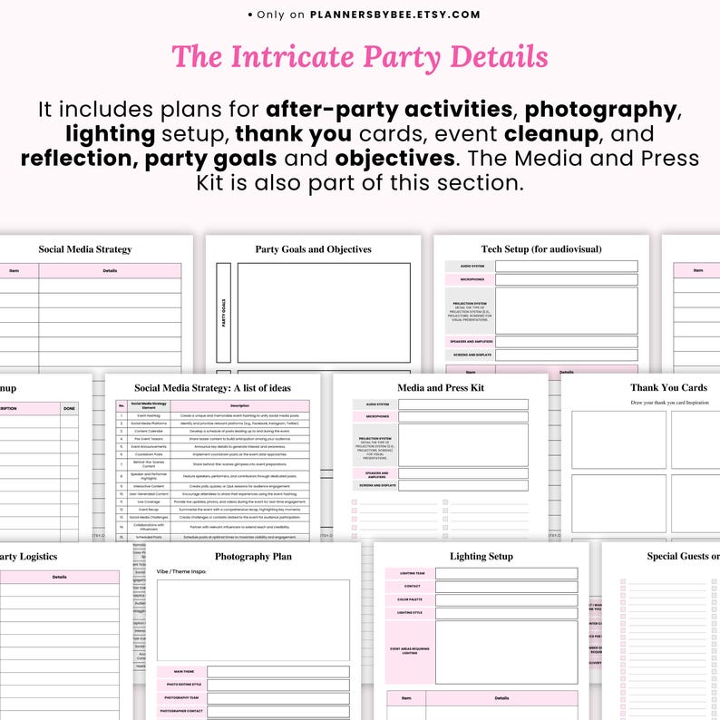 Party Planner Printable Planner Event Planner Event Planning Template ...