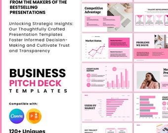 Business pitch deck, custom startup, marketing slides, sales presentation company, Canva PowerPoint template, service agency, investor plan