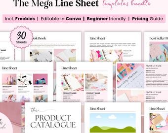 Line sheet Template Canva Wholesale Line Sheet Catalog Line Sheet layout Jewelry A4 Etsy Business Catalogue Service Pricing Product Lookbook