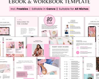 Ebook Canva template, Business Ebook cover guide, Course Creator Workbook design, Coaching Worksheets lead magnet bundle, digital mockup pdf