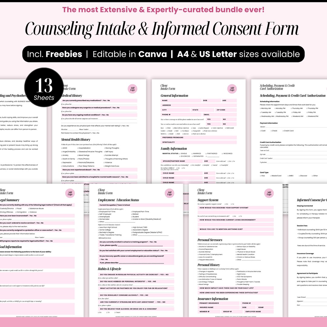 Counseling Intake Form Printable, Informed Consent for Counseling ...