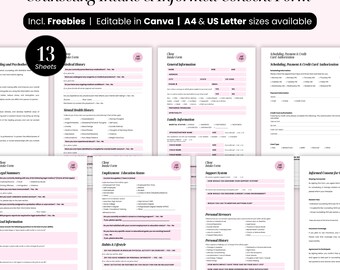 Counseling Intake Form Printable, Informed Consent for Counseling Psychotherapy, Editable Mental Health Intake Form Template digital, Canva