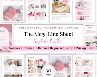 Line sheet Template Canva Wholesale Line Sheet Catalog Line Sheet layout Jewelry A4 Etsy Business Catalogue Service Pricing Product Lookbook
