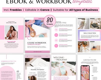 Ebook Canva template, Business Ebook cover guide, Course Creator Workbook design, Coaching Worksheets lead magnet bundle, digital mockup pdf