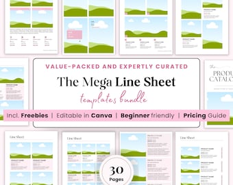 Line sheet Template Canva Wholesale Line Sheet Catalog Line Sheet layout Jewelry A4 Etsy Business Catalogue Service Pricing Product Lookbook