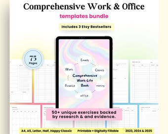 Office Work Planner and Organizer, Work To Do Checklist, Custom Employee Planner, Printable Schedule and Editable Business Meetings Tracker