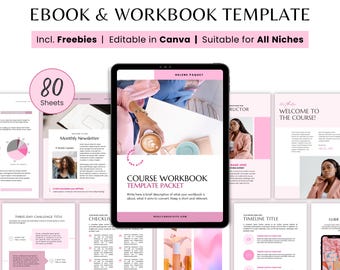 Ebook Canva template, Business Ebook cover guide, Course Creator Workbook design, Coaching Worksheets lead magnet bundle, digital mockup pdf