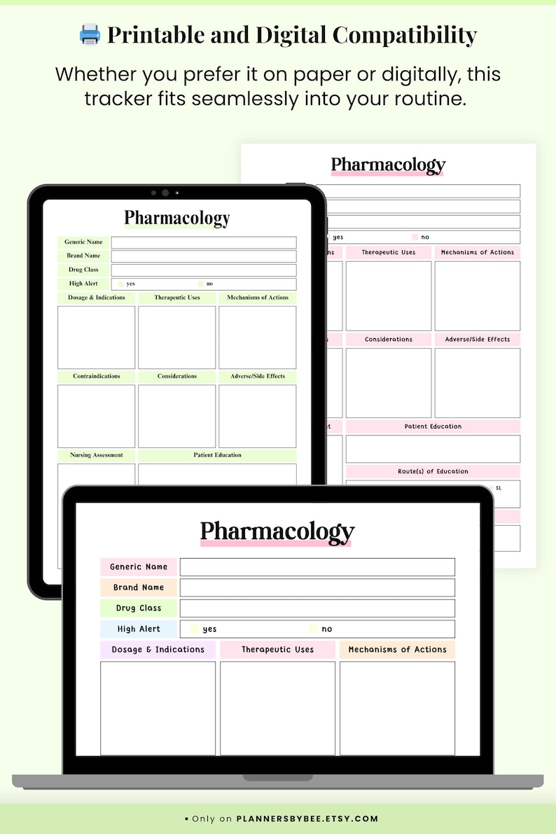 Editable Nursing Pharmacology Template, Pharmacology Study Template ...