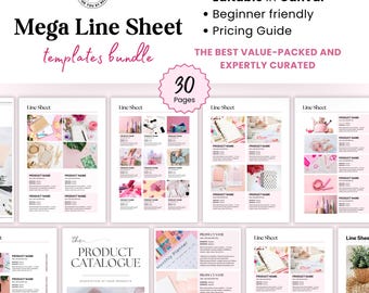Line sheet Template Canva Wholesale Line Sheet Catalog Line Sheet layout Jewelry A4 Etsy Business Catalogue Service Pricing Product Lookbook