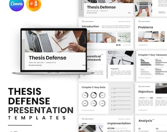 Thesis Defense Presentation Template: Canva & PowerPoint Slides (Digital Download)