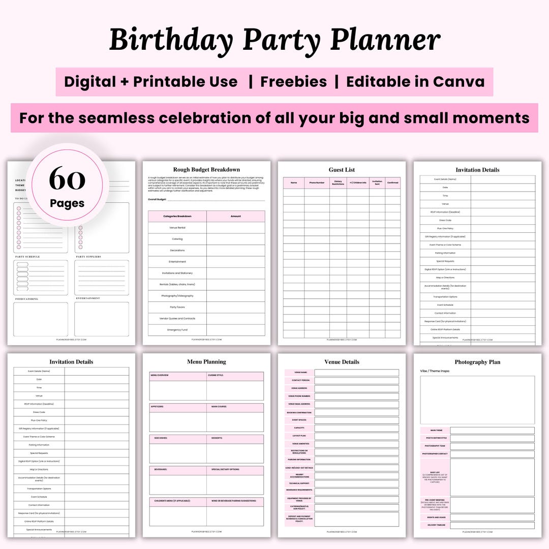 Party Planner Printable Planner Event Planner Event Planning Template ...